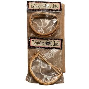 New Unique & Chic Semi-Circle Curved Bamboo Burse Handles Craft Supply